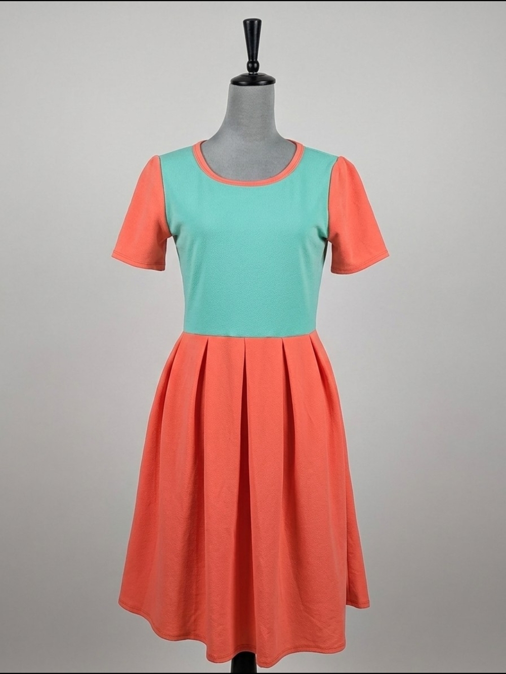 LuLaRoe Coral‎ and Mint Fit-and-Flare Midi Dress